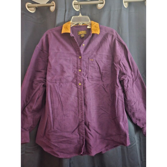 Women's Eddie Bauer Purple and Tan Button-up Shirt - Picture 2 of 7